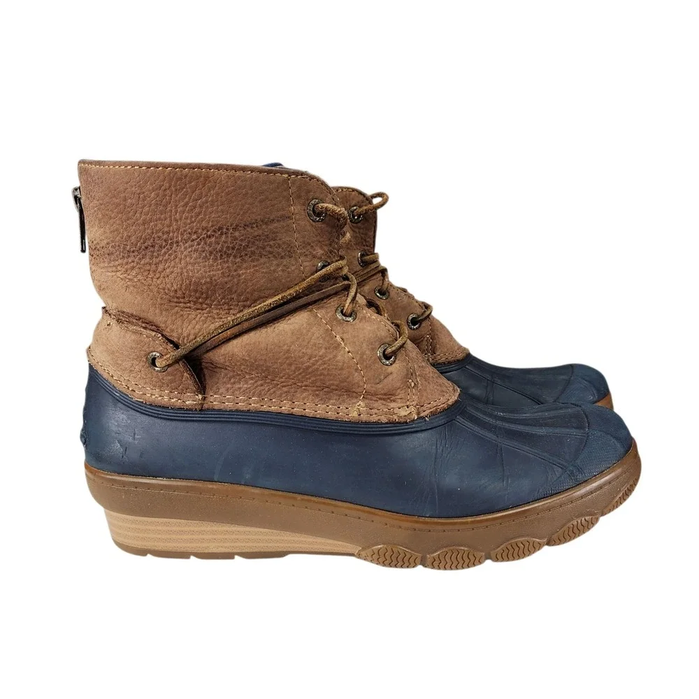 Sperry Top Sider Duck Boot sz 9M Women Saltwater Tide Leather Lace Up Waterproof